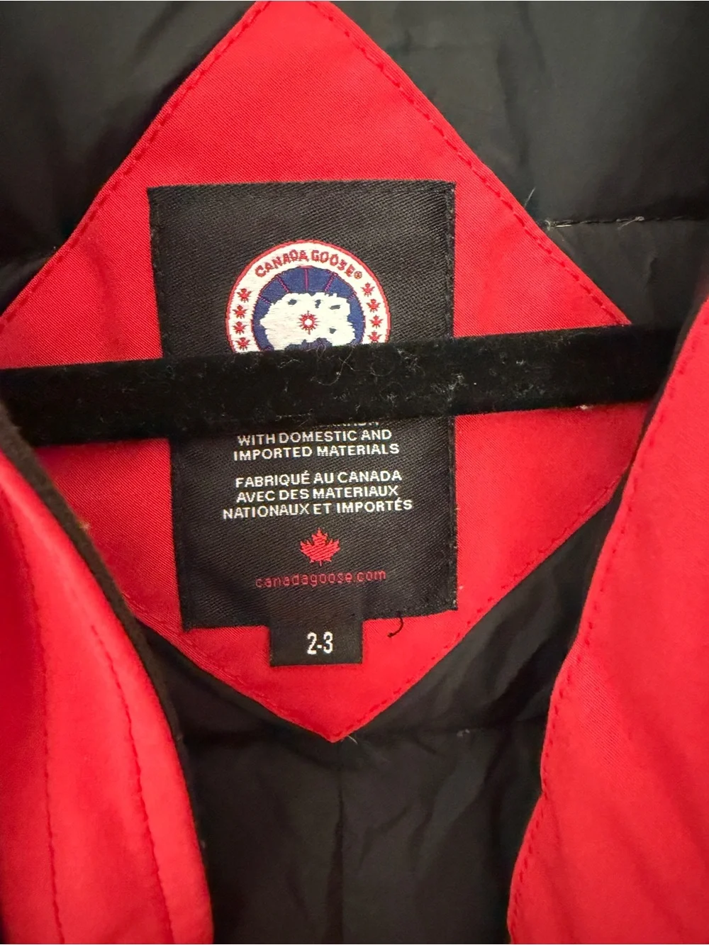 Canada Goose Infant Winter Snowsuit in Red with Fur Hood - 2-3 Years